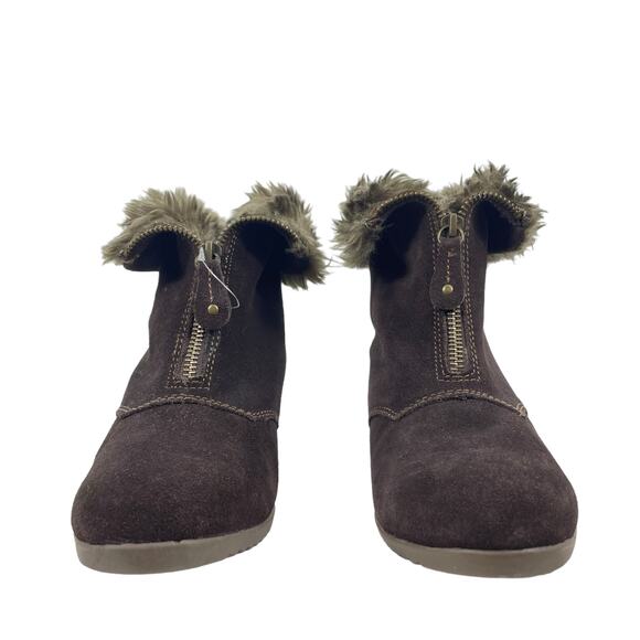 Sporto Capri Faux Fur Snow Boots Suede Wedge Brown Size 7.5M - Picture 3 of 11